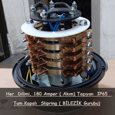 IP65 Tam Kapalı Slipring ( BİLEZİK Gurubu) Her bir dilim 180 Amper