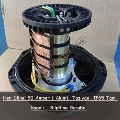 IP65 Tam Kapalı Slipring ( BİLEZİK Gurubu) Her bir dilim 50 Amper